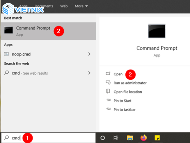 Tìm kiếm CMD và chạy Command Prompt
