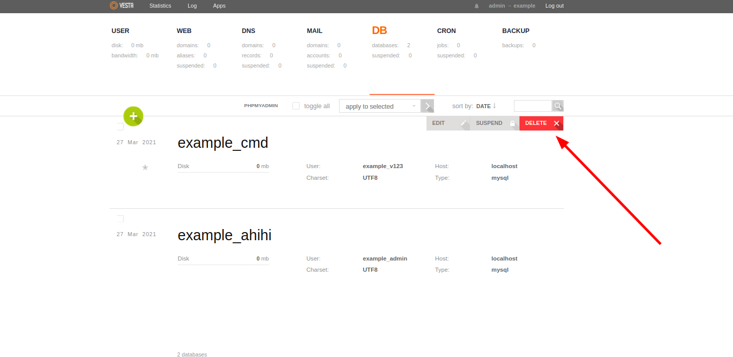 xóa database