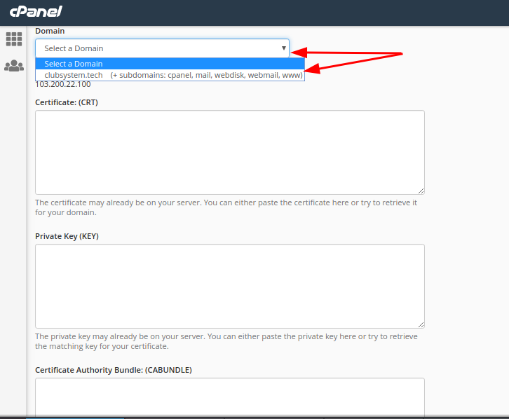 cài đặt SSL trên cPanel