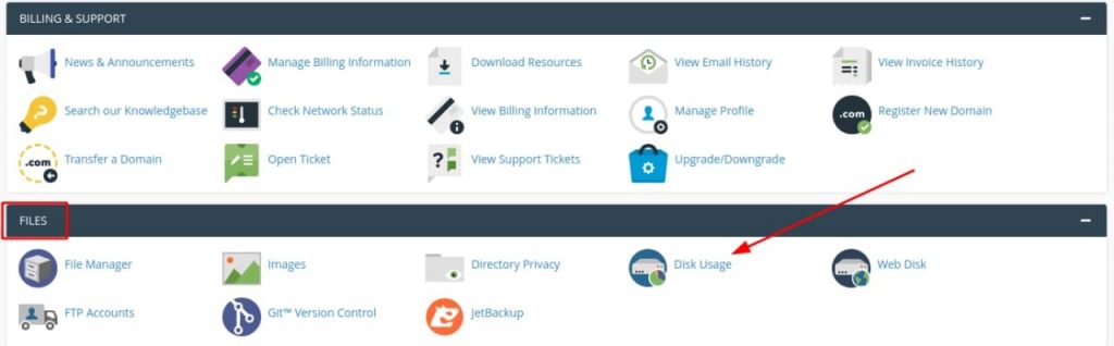 disk usage - kiểm tra dung lượng hosting trên cpanel