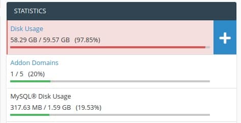 dung lượng hosting đầy