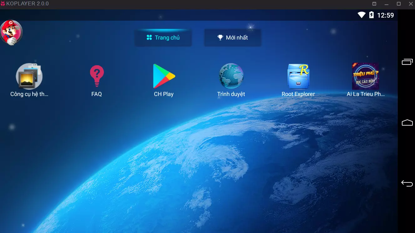 Giao diện phần mềm giả lập Android KoPlayer