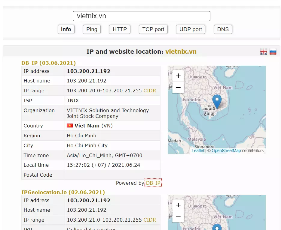 kiểm tra ip website bằng check-host