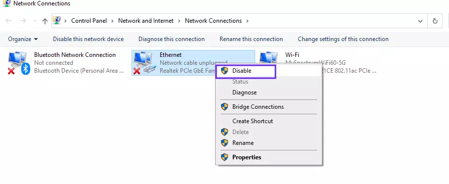 disable rthernet