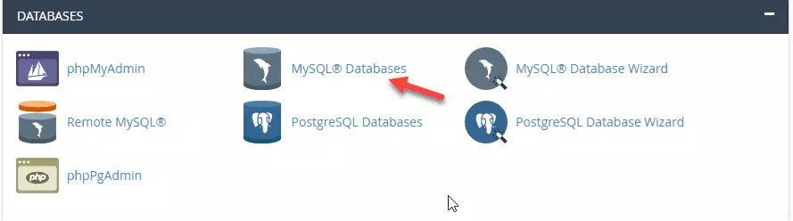Chọn MySQL Database