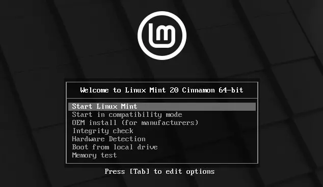 giao diện cài linux mint