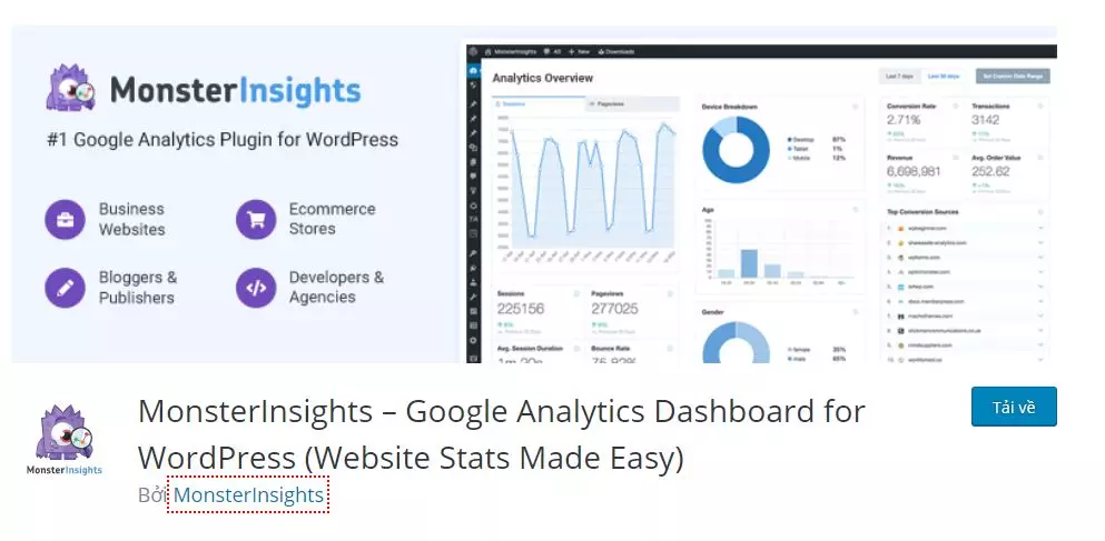 Plugin Google Analytics by MonsterInsights