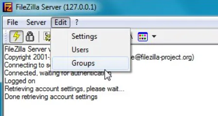 tạo group trên filezilla server
