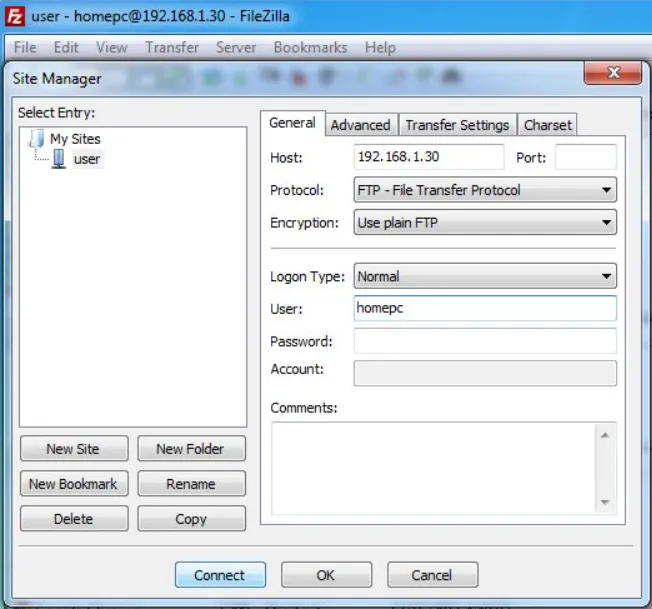 Hướng dẫn các liên kết FileZilla Server với FileZilla Client 