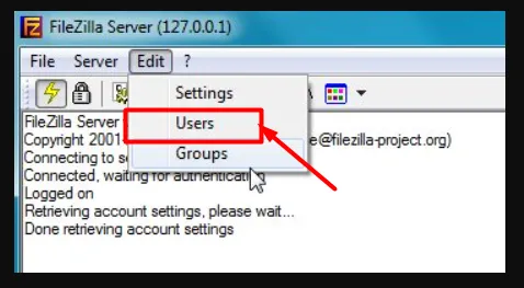 Tạo user trên FileZilla Server