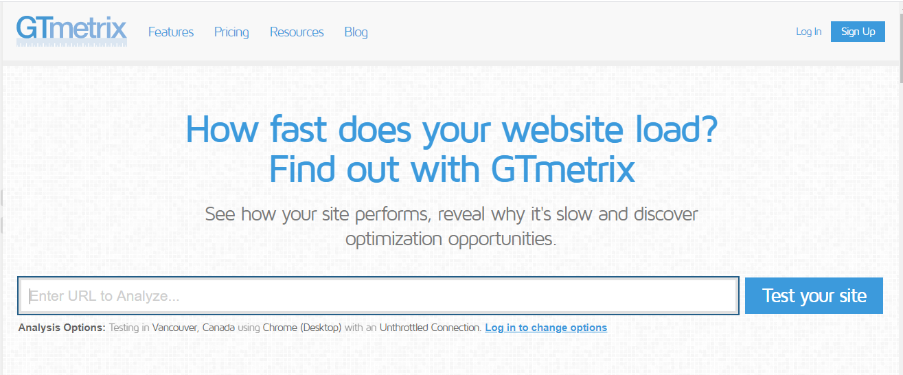 Công cụ kiểm tra tốc độ hosting GTmetrix