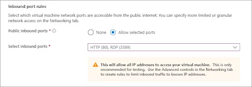 VPS Azure là gì? Hướng dẫn tạo VPS Azure miễn phí từ A-Z 58 Chọn Allow selected ports