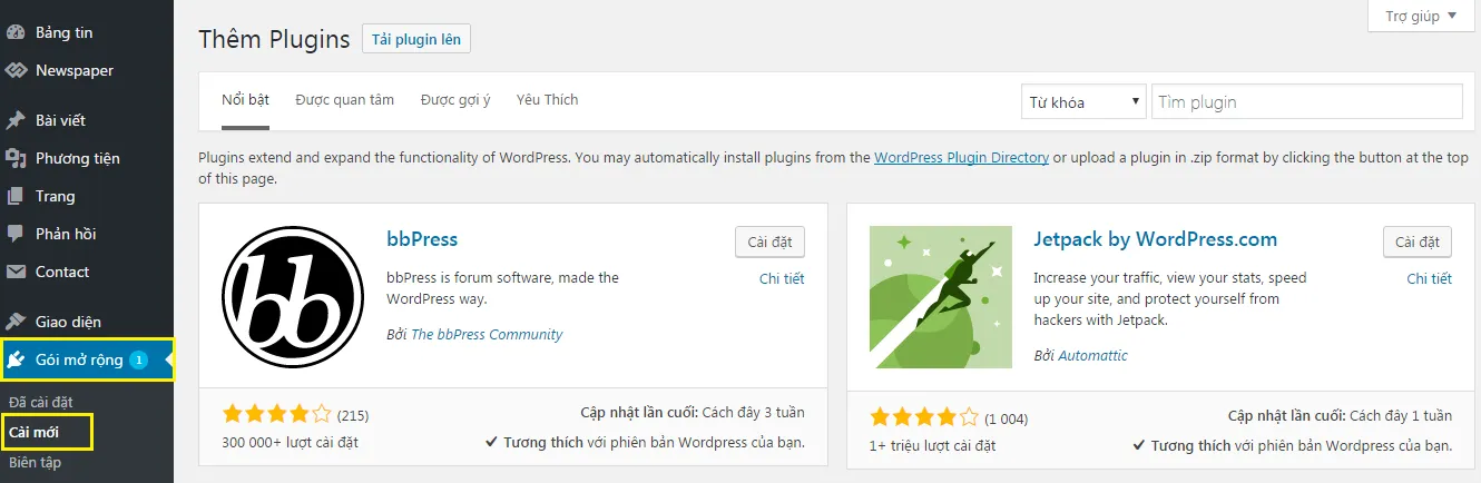 Cài Plugin cho WordPress
