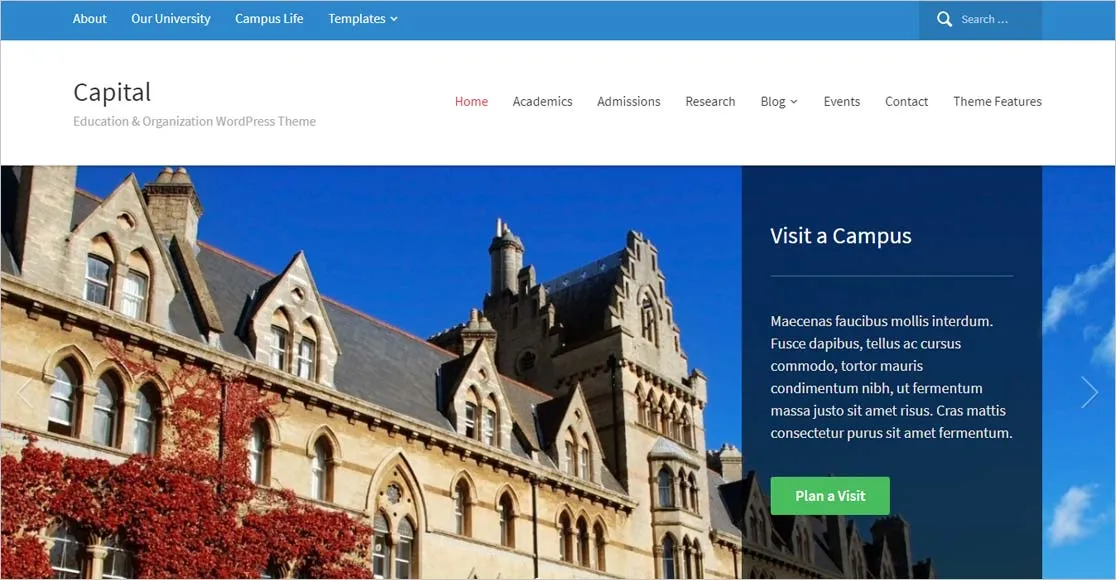 Theme WordPress giáo dục Captial