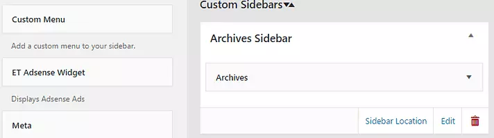 chỉ định vị trí cho Sidebar mới