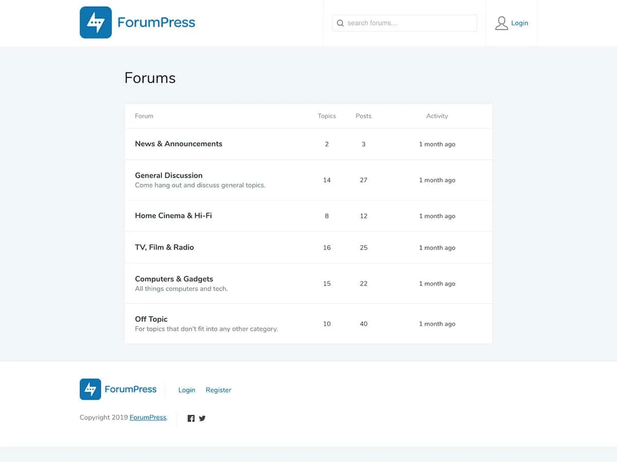 Theme forum WordPress - ForumPress