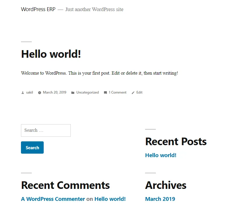 Giao diện Fronted của trang WordPress
