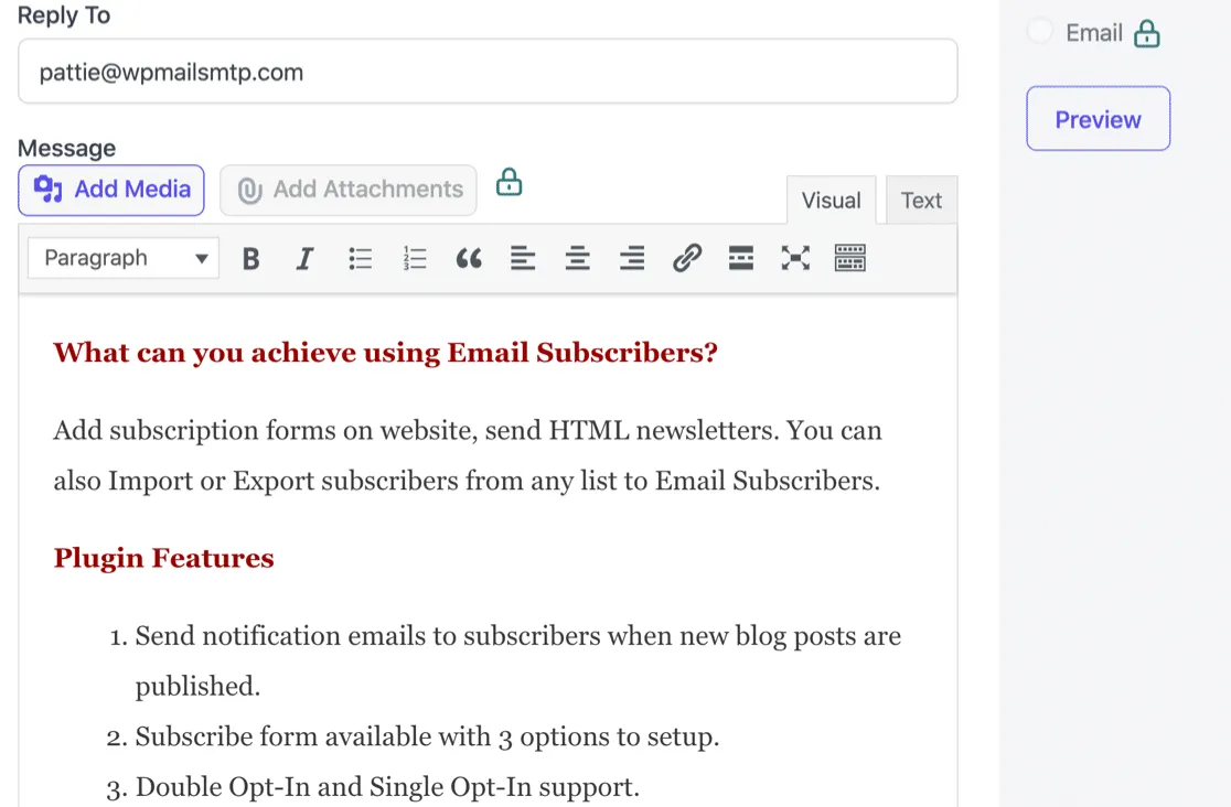   Email Subscribers and Newsletters không giới hạn người đăng ký bản tin
