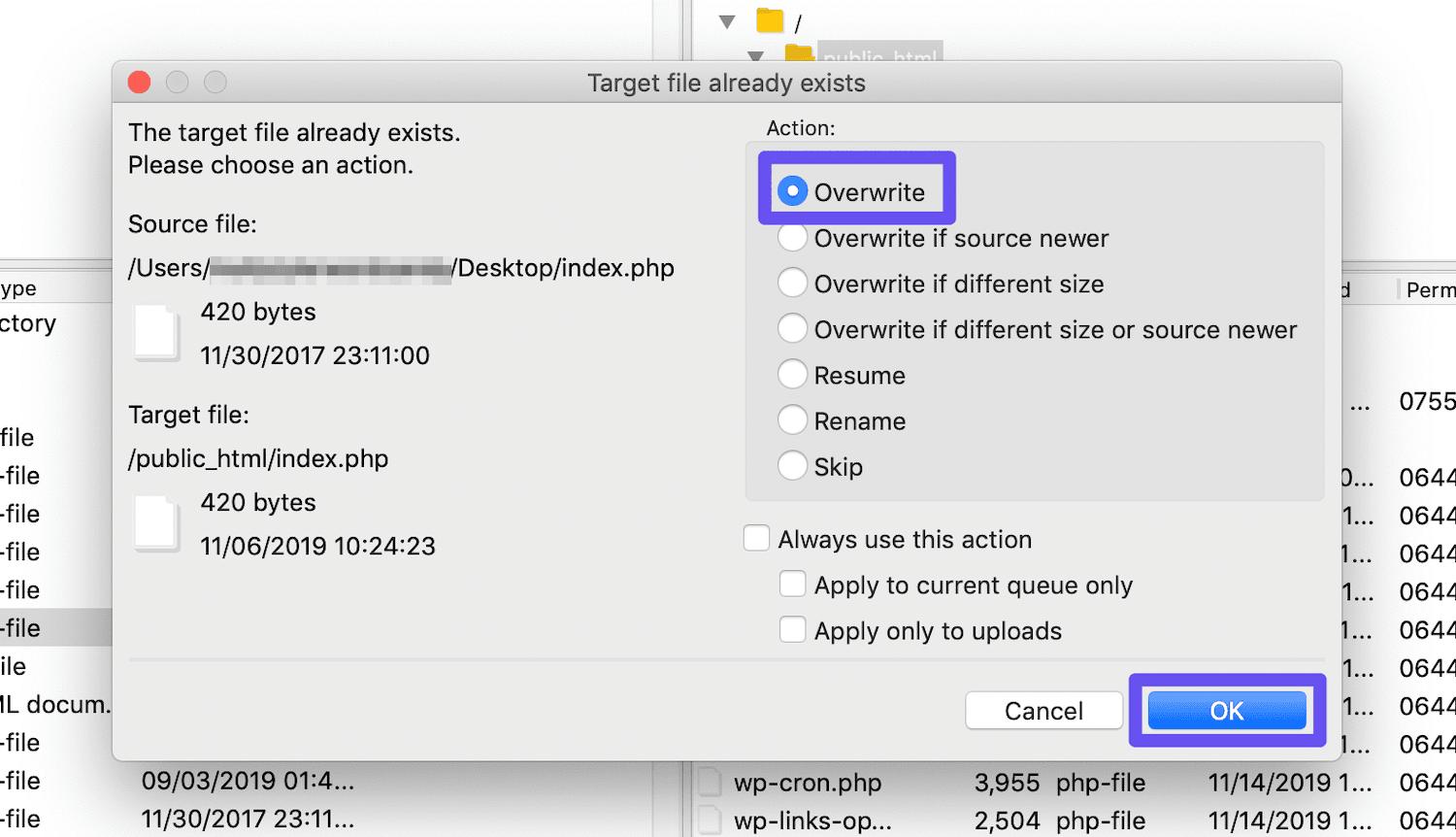 overwrite file