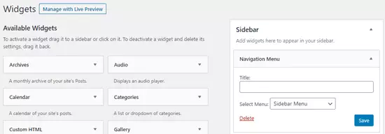 Hướng dẫn cách tạo menu trong WordPress đơn giản 28 su dung widget de them sidebar va footer
