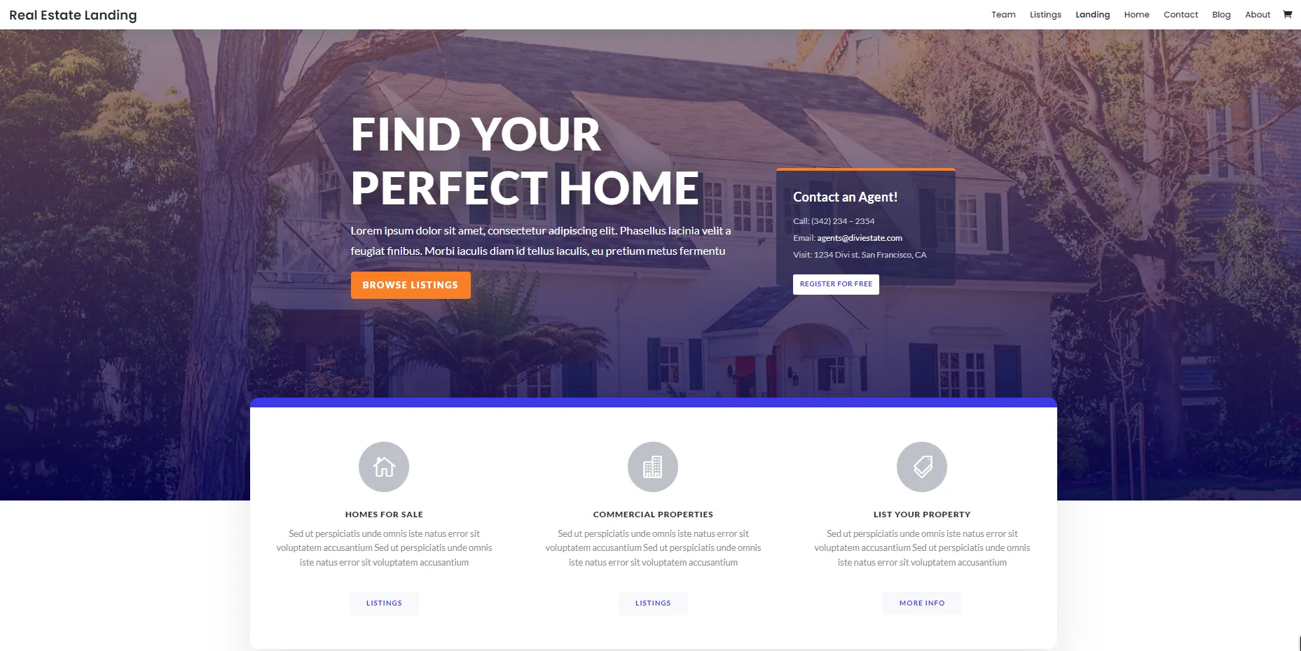 Theme WordPress bất động sản Divi Theme WordPress bất động sản Divi