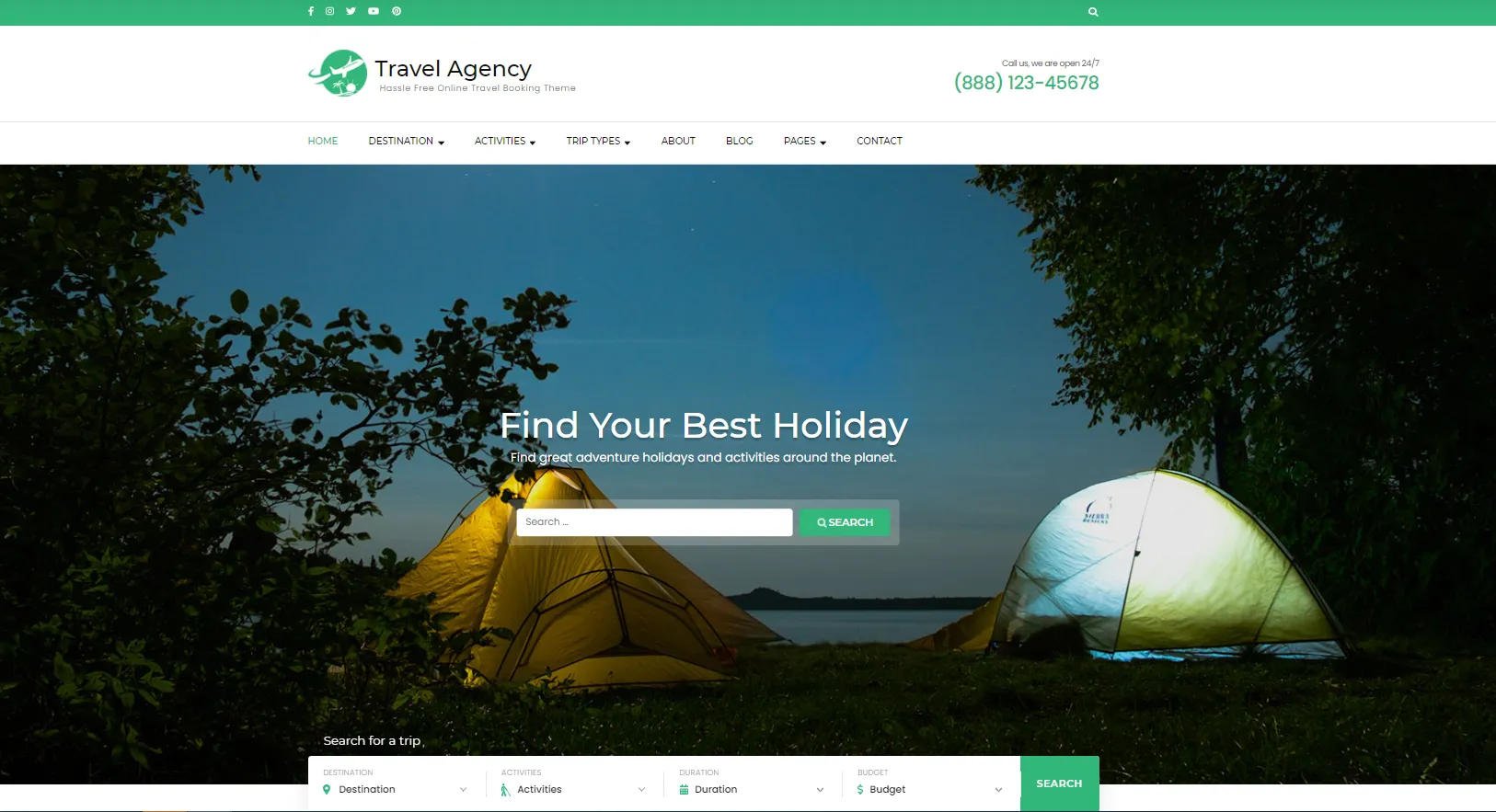 Travel Agency - Theme WordPress du lịch miễn phí
