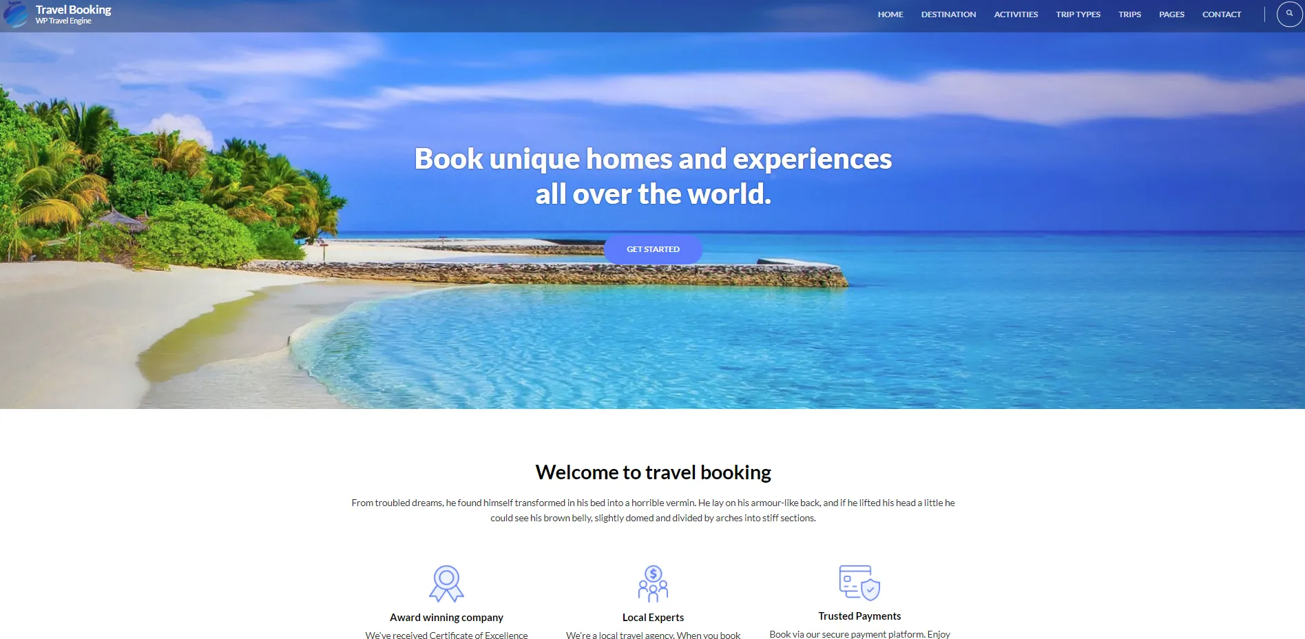 Theme WordPress du lịch Travel Booking