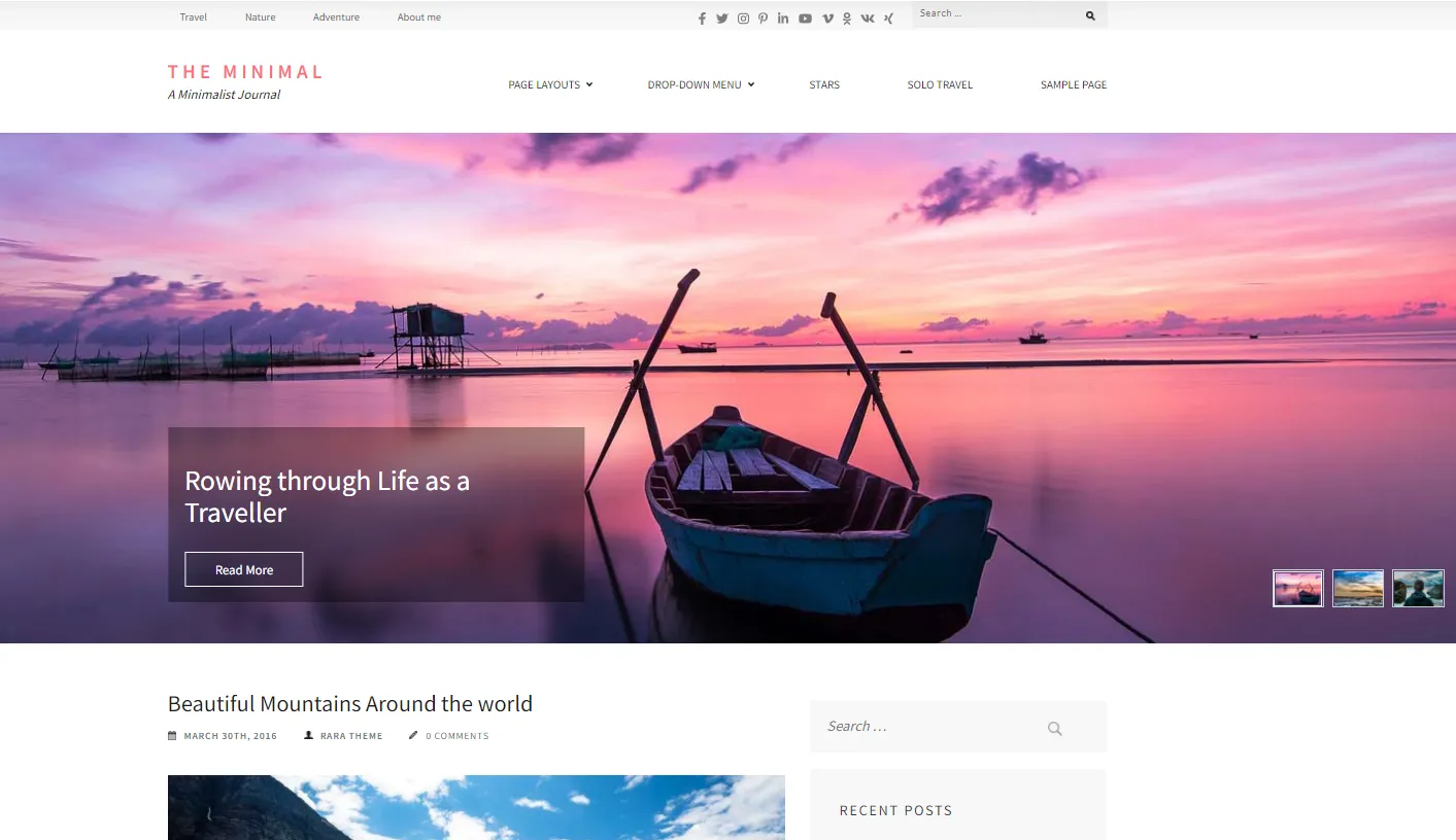 The Minimal - Travel WordPress theme