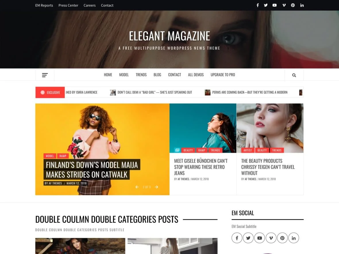 Theme thời trang cho WordPress - Elegant Magazine