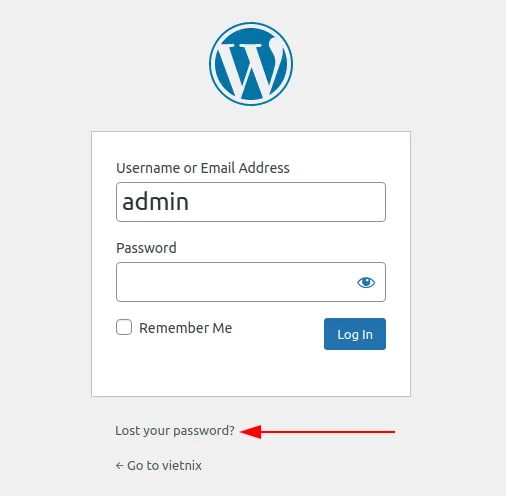 Lấy lại mật khẩu WordPress trên trang đăng nhập
