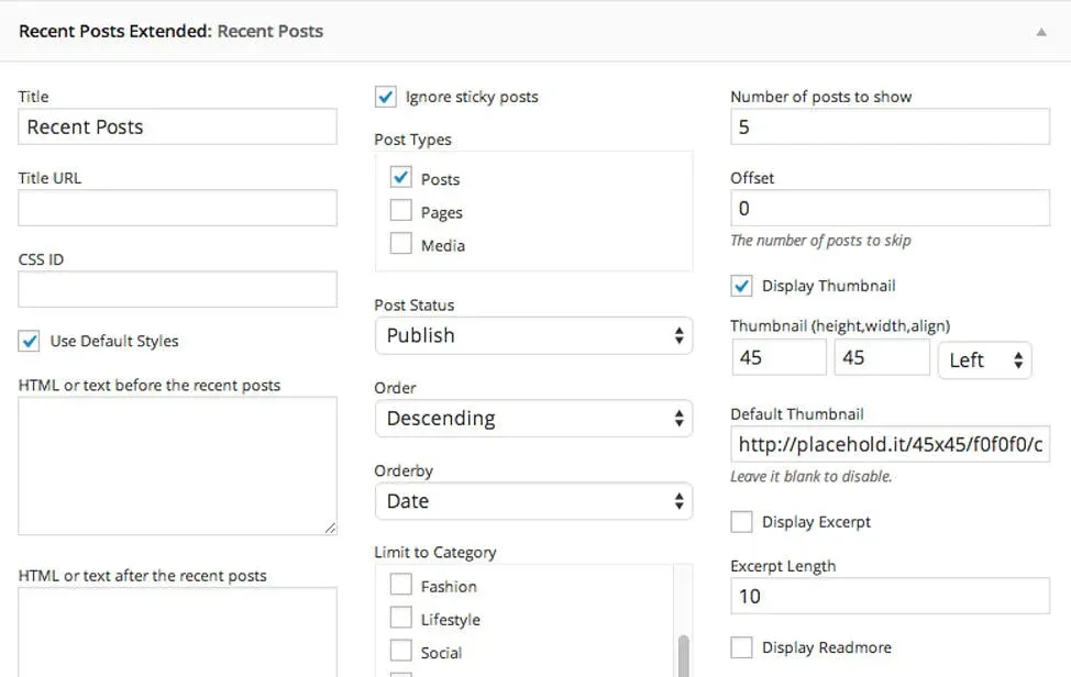Tổng hợp 24 plugin hiển thị bài viết WordPress phổ biến hiện nay 41 Plugin Recent Posts Widget Extended