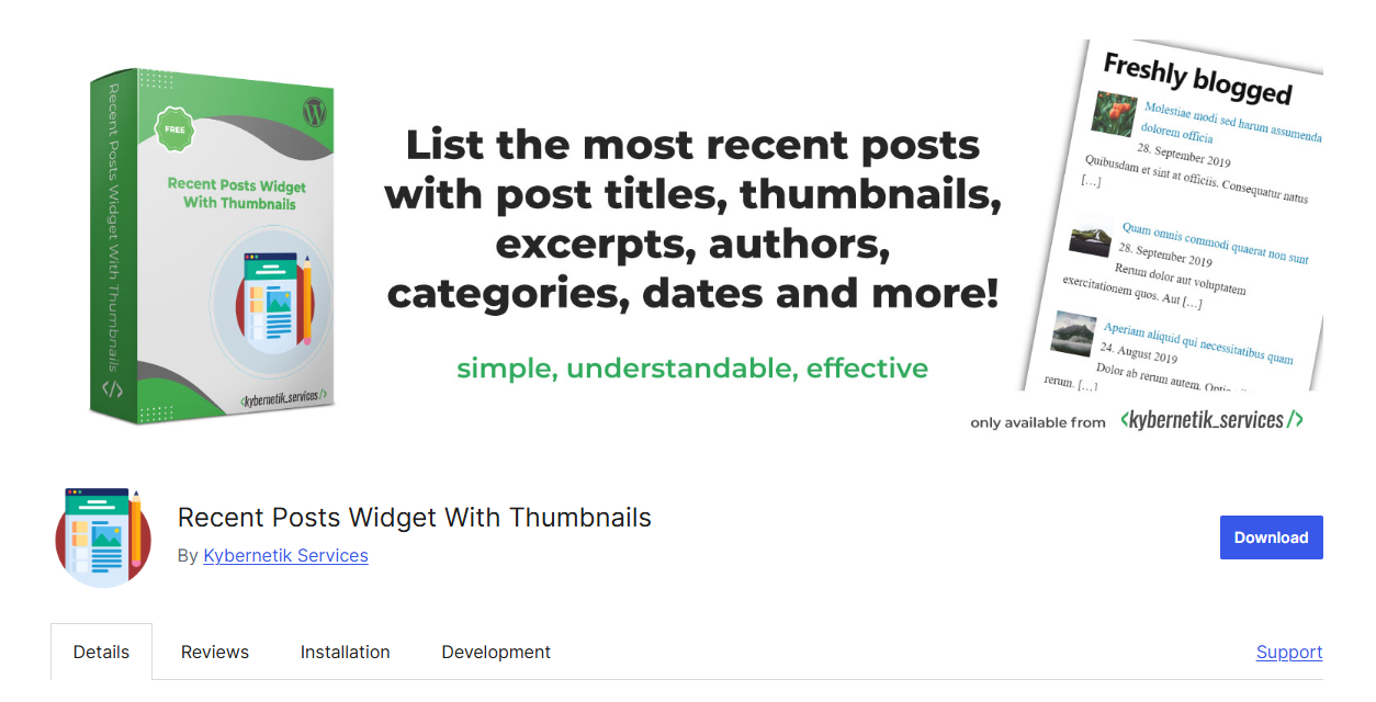 Tổng hợp 24 plugin hiển thị bài viết WordPress phổ biến hiện nay 54 Plugin Recent Posts Widget With Thumbnails