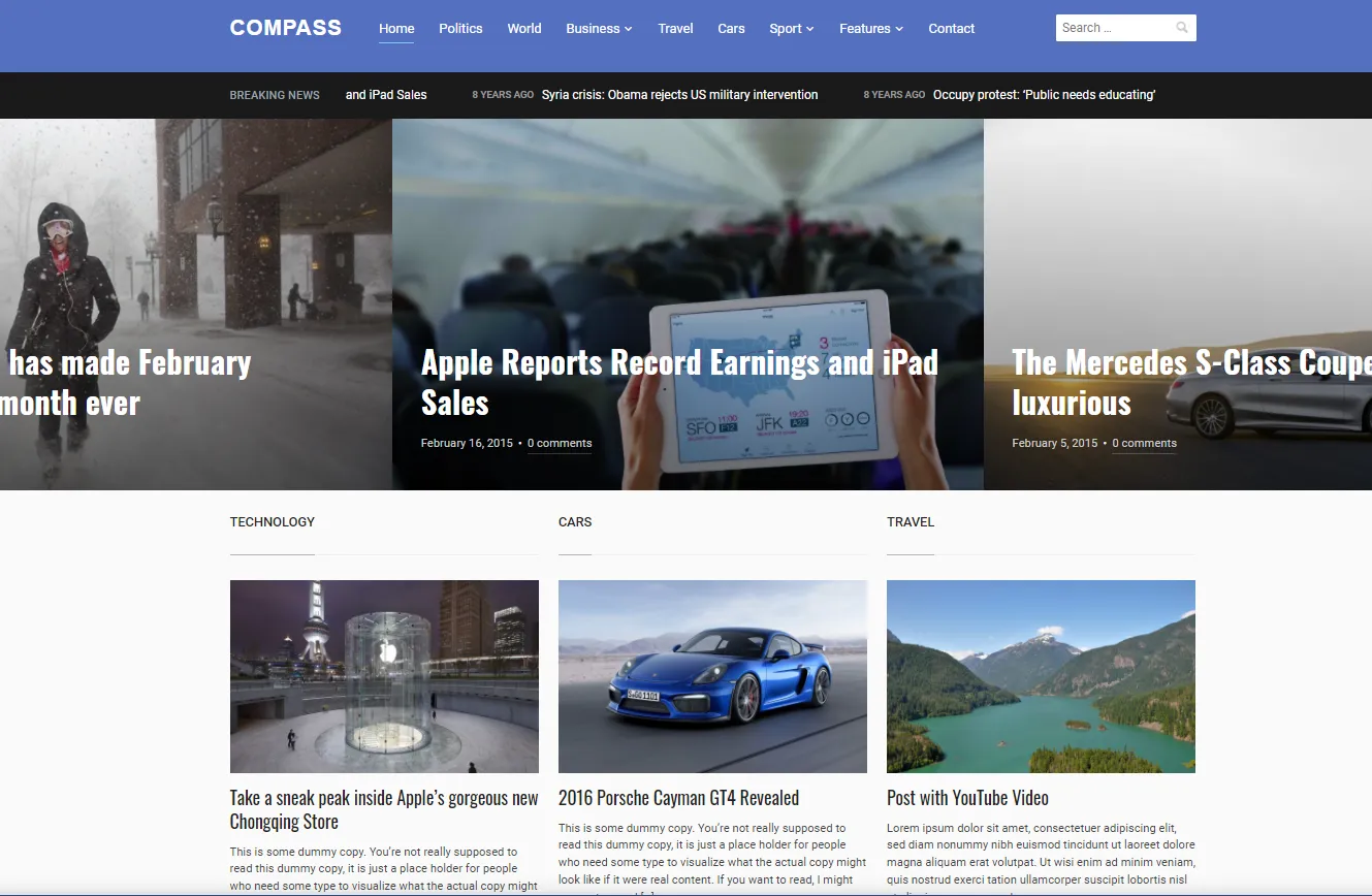 Compass - Theme WordPress phù hợp với blog, tin tức