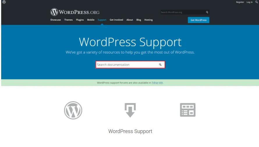 Hỗ trợ từ WordPress