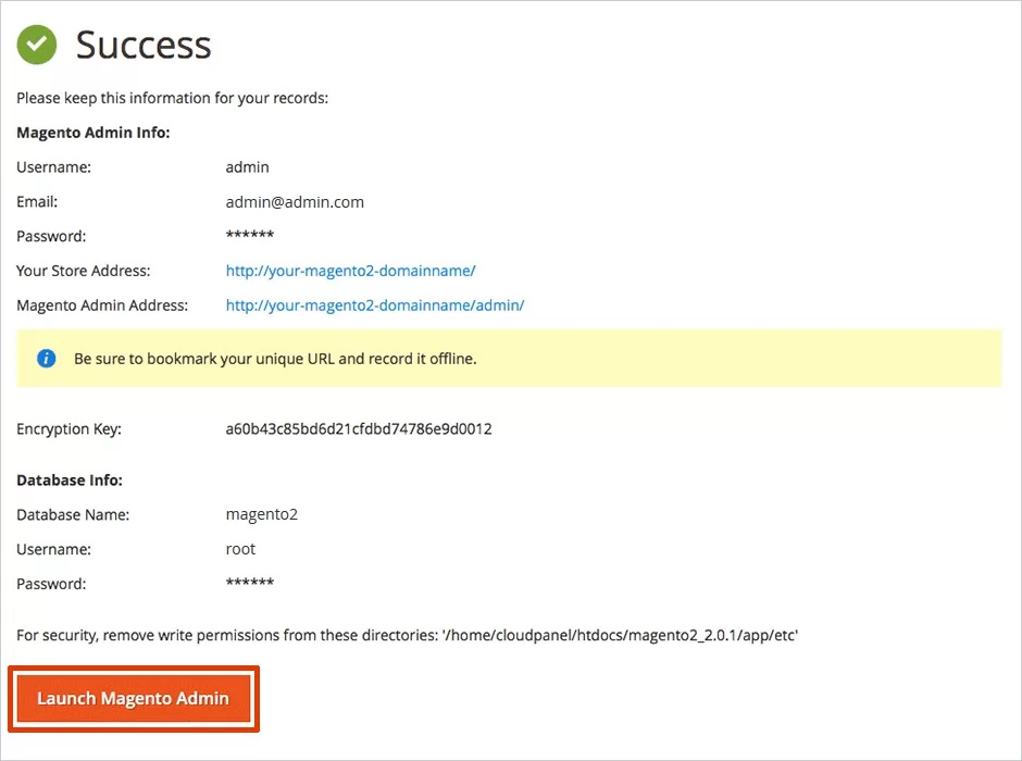 Launch Magento Admin