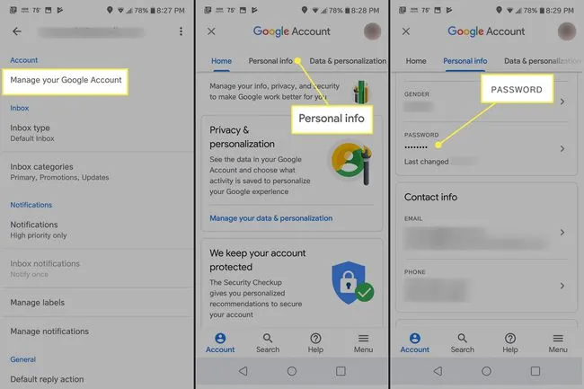 Cách đổi mật khẩu Gmail trên điện thoại Android