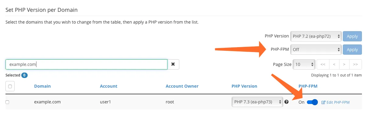 kích hoạt PHP-FPM cho từng domain