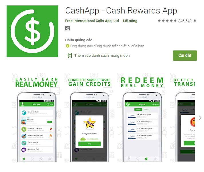  app xem video kiếm tiền Cash app