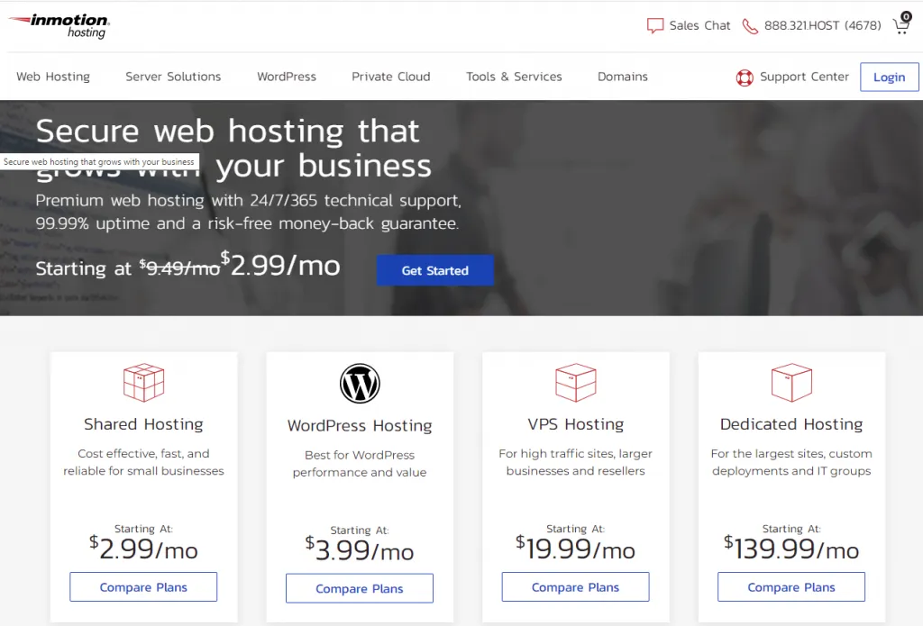 Nhà cung cấp dịch vụ Database hosting - InMotion Hosting
