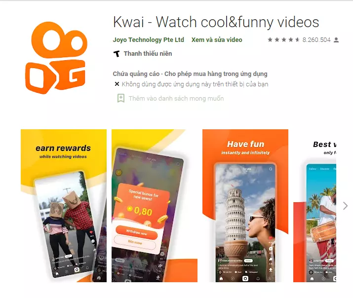  app xem video kiếm tiền Kwai