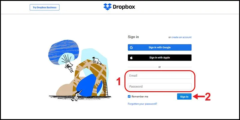 Tạo tài khoản Dropbox trên trình duyệt