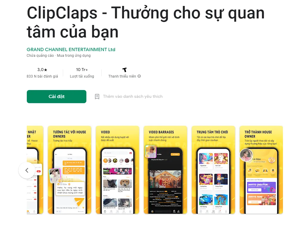 App kiếm tiền online nước ngoài - ClipClaps 
