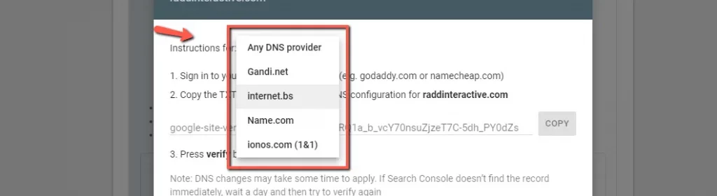 Kiểm tra DNS nhà cung cấp