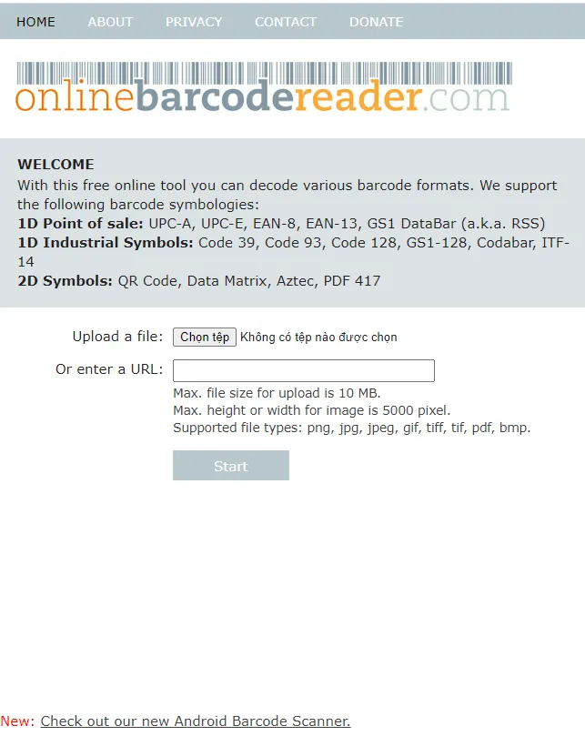 Online Barcode Reader