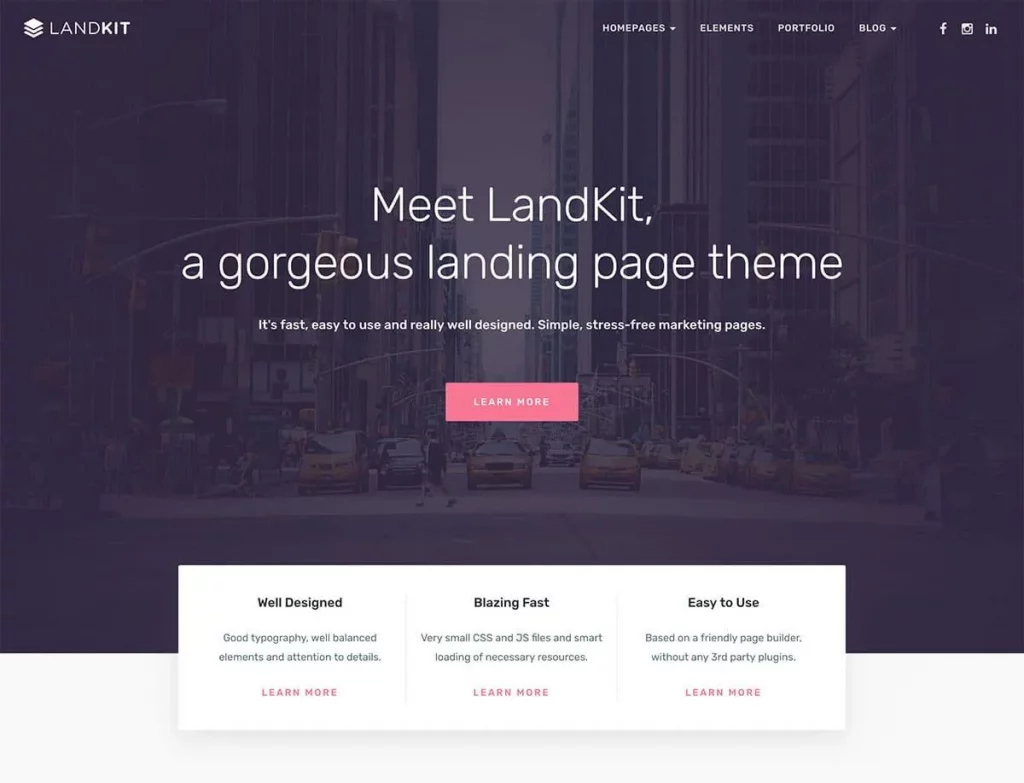 Landkit - Theme landing page WordPress dễ sử dụng