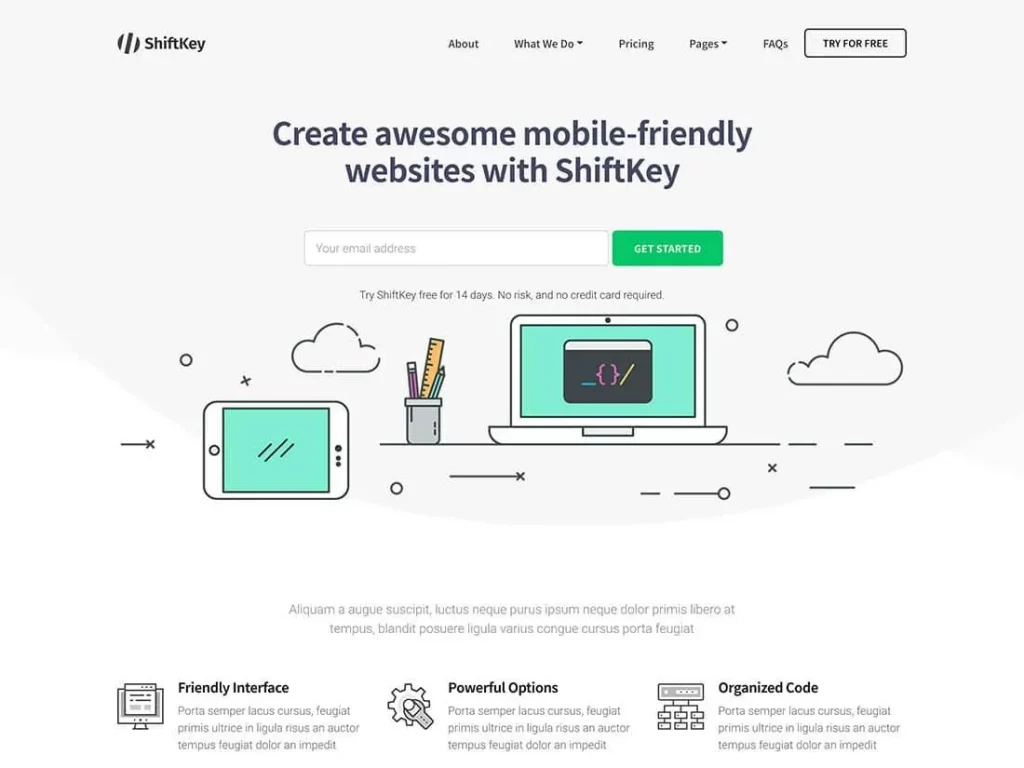 ShiftKey - Theme landing page WordPress đa năng
