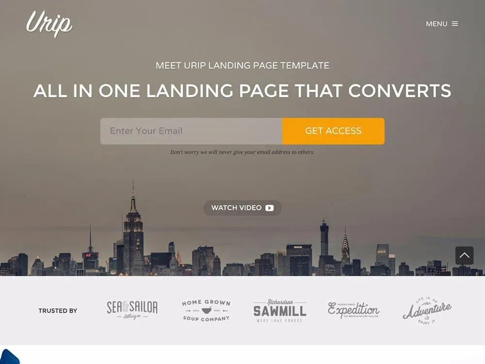 Urip - Theme landing page WordPress cho phép tùy chỉnh nhiều