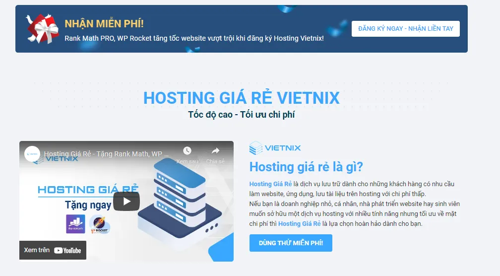 Ví dụ  Call to action hiệu quả cho website Vietnix