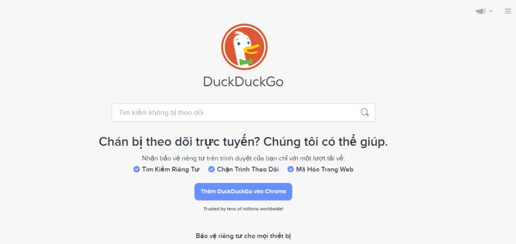 DuckDuckGo đề cao sự riêng tư của người dùng