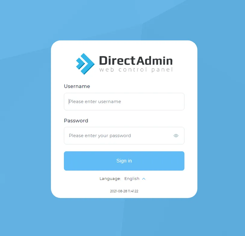 Màn hình đăng nhập DirectAdmin